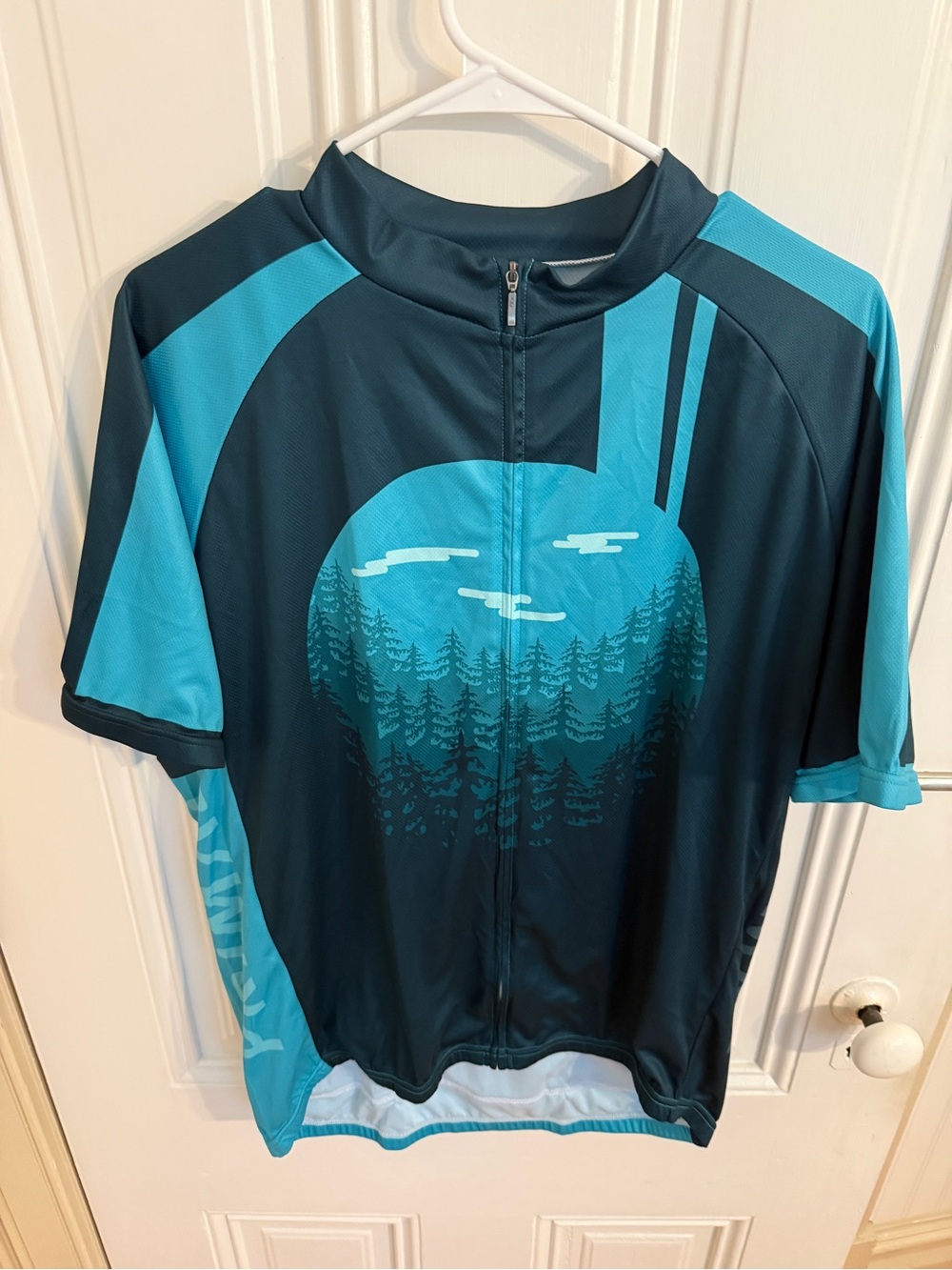 Men's Forest Graphic Cycling Jersey - Teal/Black